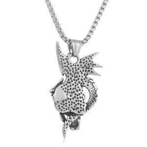 Pendentif Crâne de Dragon en Acier Inoxydable, Collier Thème Animal, Cadeau pour Hommes et Femmes 19024 - Product Image 2