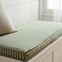 Coussin matelassé rayé de 2 pouces pour banc, siège de fenêtre, coin IKEA Kallax, style ferme, en lin, imperméable, amovible et lavable