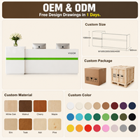 Bureau d'accueil multi-personnes au design moderne, de forme oblongue, en MDF écologique, durable, pour usage commercial, salle de sport, école, hôpital