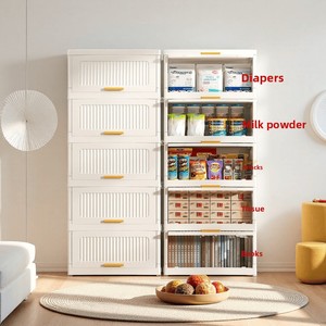 Armoire de rangement pliable sans installation, design minimaliste, 6 niveaux avec tiroirs, pour chambre et cuisine, en plastique, idéale pour <span class=keywords><strong>maison</strong></span> de <span class=keywords><strong>location</strong></span> - Product Image 4