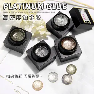 4 warna cat kuku Gel reflektif Gel UV Gel Emas Perak Hitam Seni kuku tahan lama mengkilap 5ml pernis cat kuku Glitter Platinum