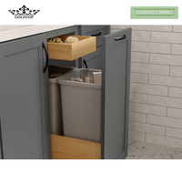 Armoire de salle de bain en bois Goldtop Vanité avec dessus en quartz Vert foncé Double évier et porte Shaker Lavabos doubles Vanité avec miroir