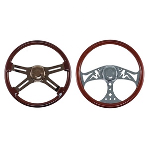 Volante de Aluminio de Alta Calidad con Cuatro Radios y Acabado de Madera, Botón de Claxon en Oro Rosa, Bisel Marca TJ, Repuesto para Camiones de Trabajo Pesado - Product Image 4