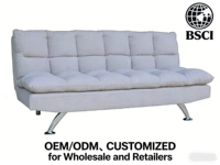Sofá Cama Convertible de Madera Gris Claro, Diseño Moderno, Cojín Acolchado, Patas de Metal Cromado, Extensible/Plegable, de Algodón, para Sala de Estar/Dormitorio