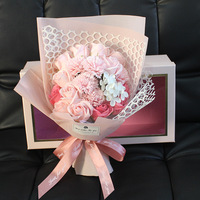 Fleur de savon artificielle, Bouquet de roses d'acacia, panier-cadeau transparent, fleur de savon artificielle décorative