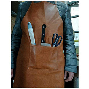 PU leather waterproof and oil-resistant <b>apron</b>, cross-border adult kitchen halter <b>apron</b>, wipeable, <b>work</b> uniform. - Product Image 4