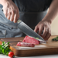 Couteau de chef en acier Damas de 8 pouces, acier à haute teneur en carbone, ultra-affûté, couteau de cuisine professionnel japonais avec manche en ABS