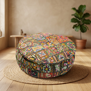 2021 New Arrival Vintage Embroidery Pouf Traditional Modern Home Furniture <b>Storage</b> Bedroom Living Room Hotel FloorVase Fabric - Product Image 2