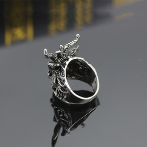 MW 힙합 레트로 아누비스 오각형 링 남자의 사탄 염소 머리 횡포 성격 스테인레스 스틸 패션 파티 선물 - Product Image 4