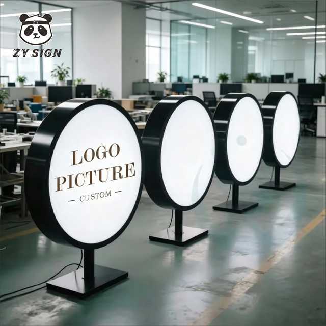 Custom Double Side Oval Rotary Decorative Light Box 360 Rotation LED Backlit Sign Waterproof Wall Mount Store Street Business