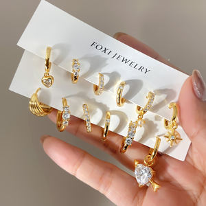 18K <b>Gold</b> Plated Zircon <b>Earrings</b> for Women - Elegant Fashion Jewelry Gifts, High Quality Cubic Zirconia Stud Dangle <b>Earrings</b> - Product Image 1