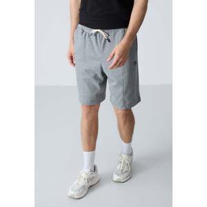 Pantalones cortos básicos para hombre de algodón gris melange, gruesos, suaves, con textura y ajuste estándar - 81277 - Gb melange - Product Image 5