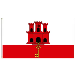 3x5Ft ธง gibraltar โพลีเอสเตอร์พร้อมห่วงทองเหลืองสองชั้นแขวนผนังชั้นเดียวตกแต่งกลางแจ้งและในร่ม
