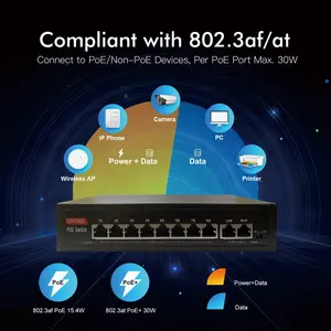 Commutateur POE 8 ports power ethernet 24V 48v pour système de vidéosurveillance Ubiquiti Nanostation