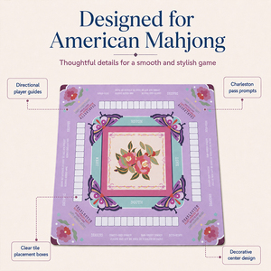 Tappetino per Mahjong Americano in Gomma Antiscivolo + Tessuto in Pelle, Copertura Personalizzata per Tavolo da Gioco, Superficie per Giocare a Mahjong Stampata - Product Image 3