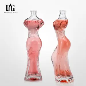 زجاجة شراب روحي فريدة الشكل مخصصة 150 مل 300 مل 500 مل على شكل جسم المرأة زجاجة مشروبات كحولية جين فودكا