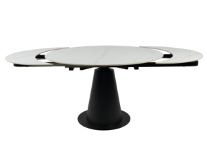 Nuovo Design Premium marmo ceramica pietra superiore in acciaio al carbonio nero gambe <span class=keywords><strong>rotondo</strong></span> estensione <span class=keywords><strong>tavolo</strong></span> da pranzo per 8 posti casa moderna tavoli - Product Image 4