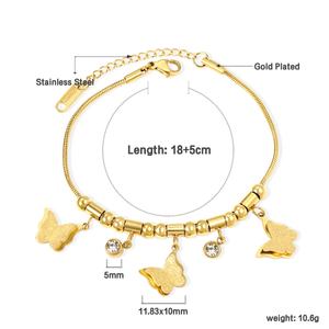 Pulsera de Perlas y Cobre Chapada en Oro con Diseño de Mariposa y Cadena de Acero Inoxidable para Mujer - Product Image 4