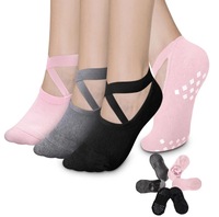 Chaussettes de yoga respirantes à sangles croisées antidérapantes
