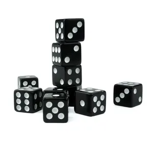 Dados acrílicos d6 de seis lados, esquinas rectas cuadradas de 16mm, en blanco y negro, se pueden personalizar otros colores pantone para juegos, venta al por mayor