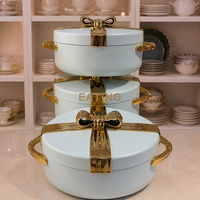Ensemble de casseroles isothermes modernes gris et or avec nœud papillon, 2,5 L, 3 L, 3,5 L, intérieur en acier inoxydable, récipient thermique pour aliments