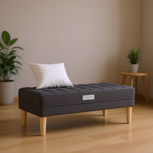 Panca in tessuto grigio scuro 44,49 x 22,44 x 15,35 pollici con cuscino per mobili da soggiorno - Product Image 2