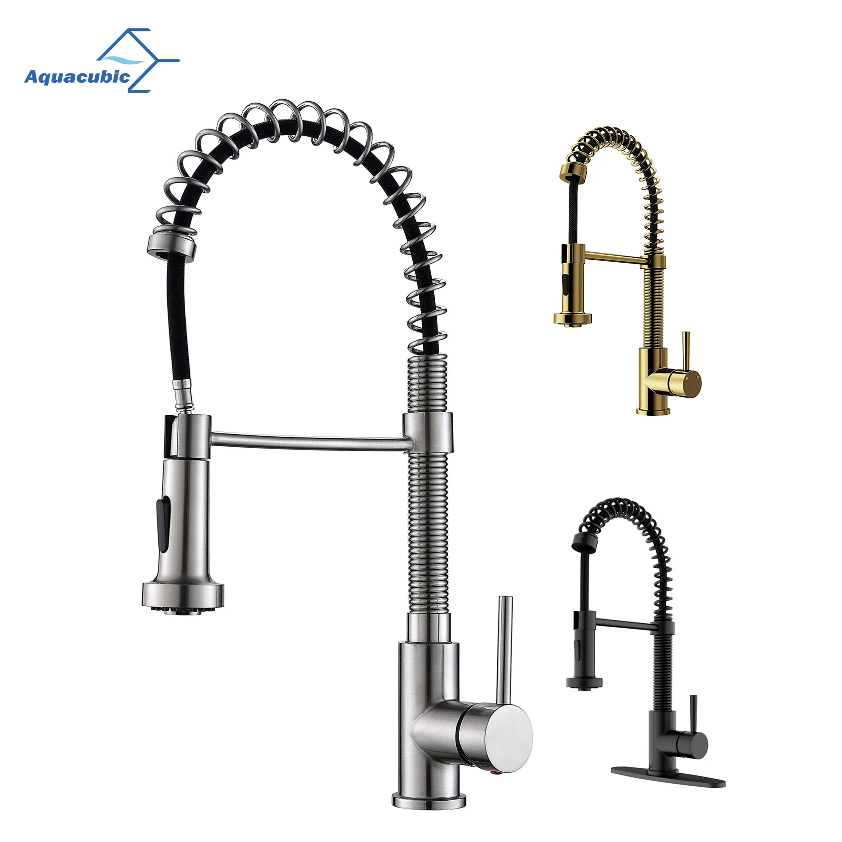 Aquacubic Flexible brushed nickel pulls out down kitchen faucet Sink faucet fast delivery faucet