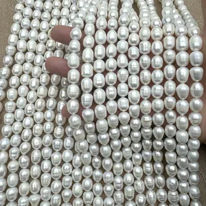 Zhuji Wholesale Natural 10-11mm Big Rice Shape Fresh Water Pearl Strands Different Sizes Available