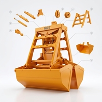 Godet de préhension télécommandé sans fil à longue autonomie, accessoire de grue fiable pour le levage de déchets, de résidus et de marchandises en vrac