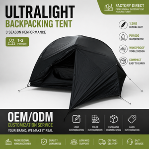 Tente compacte OEM 3 saisons pour 1-2 personnes, légère, imperméable, pour le backpacking, avec installation facile pour les aventures en plein air, ultralégère - Product Image 1