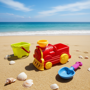 Red Train Beach Toys 5Pc Set With Bucket Shovel Mold For Kids Sand Play - Product Image 2