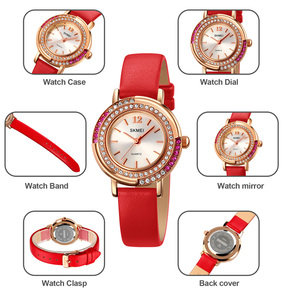 นาฬิกาข้อมือควอตซ์ SKMEI 1855 สำหรับผู้หญิง สายหนังแท้ หรูหรา รับผลิตแบบ OEM ODM พร้อมโลโก้ กันน้ำได้ 30 เมตร - Product Image 5