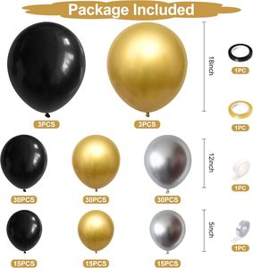 Kit de décoration de ballons sur le thème de la fête, guirlande d'arc, décor or et noir - Product Image 2