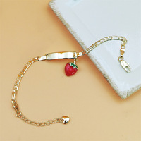 Bracelet en cuivre pour enfants motif fraise, plaqué or 14 carats, chaîne à barre vierge, bijoux en cuivre pour filles - Grande Vente