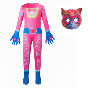 Disfraz de Gatitos para Niños, Mono con Patrón de Cuadros Rosa, Morado, Azul y Naranja, Unisex, para Halloween, Cosplay y Actuaciones - Product Image 5