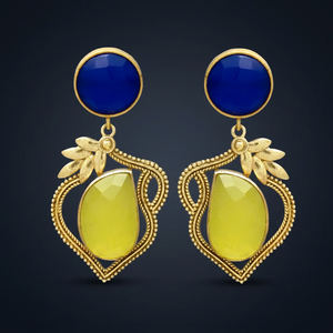 Pendientes de Gota de Latón Chapado en Oro con Calcedonia Espuma Marina, Hechos a Mano, para Compromiso, Boda, Estilo Étnico, Nueva Llegada - Product Image 3