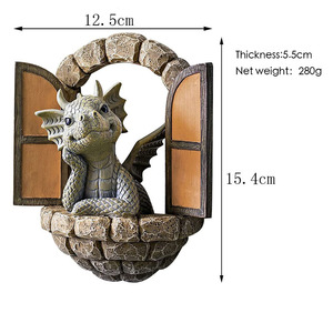 Sculpture en résine en forme de dragon, design artistique peint à la main, thème Feng Shui Amour, pour la décoration de jardin, patio et extérieur - Product Image 5