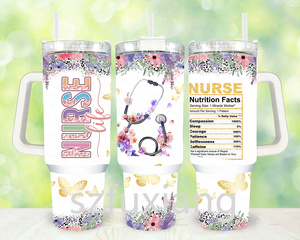 <span class=keywords><strong>Fuxiang</strong></span> fábrica precio más bajo 3D Día DE LAS Enfermeras 40oz Festival Vaso con paja tazas de coche de viaje de doble pared - Product Image 6