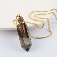 Pendentif diffuseur d'huiles essentielles en acier inoxydable plaqué or 18 carats, étanche, avec cristal de guérison, flacon de parfum en cristal, collier