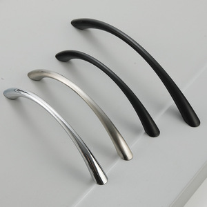 Modern Minimalist Aluminum Alloy Curved Handles For Wardrobe Cabinet <b>Drawer</b> Black <b>Silver</b> 211 Die Casting Durable - Product Image 4