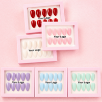 30 faux ongles à presser, design français avec motif amande, couverture complète avec colle, en ABS, emballés