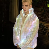RICHSHINING 2024 Veste en fibre optique LED lumineuse, manteau matelassé tendance pour homme et femme, lavable, pour les fêtes d'hiver en extérieur