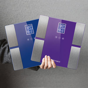 Pèse-personne de salle de bain avec calculateur d'IMC et de graisse corporelle, écran LCD, capacité de 180 kg et alimentation par piles - Product Image 1