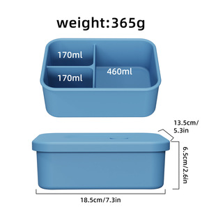Lonchera Infantil de Silicona Rectangular con Tapa y 3 Compartimentos, Lonchera Bento Hermética de 800 ml y Contenedor de Frescura para el Desayuno - Product Image 2