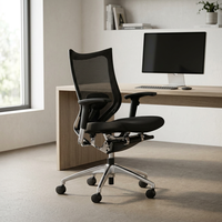 Chaise de bureau ergonomique contemporaine à dossier haut, pivotante, avec dossier en maille, rotation à 360°, accoudoirs réglables et base roulante pour la maison