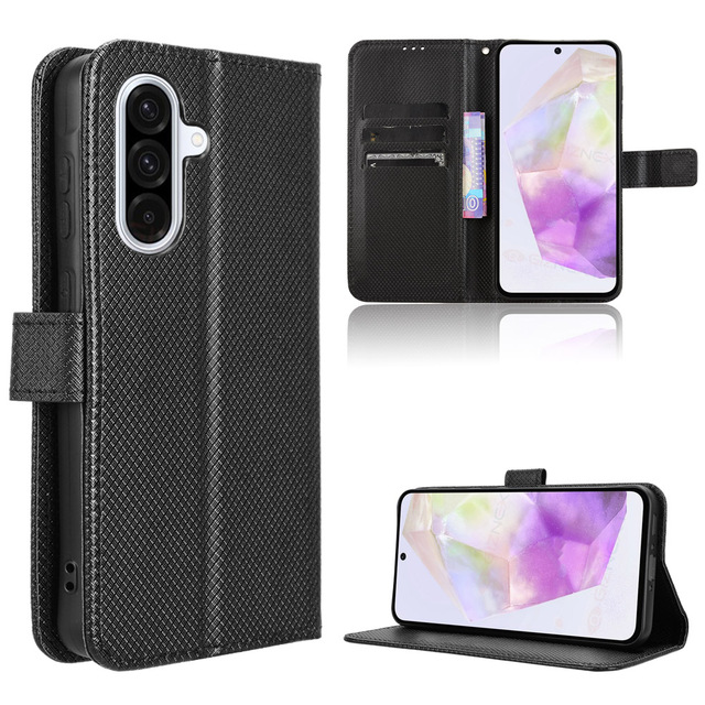 For Samsung A56 Case, Diamond Texture PU Leather Folio Flip Cover Wallet Card Slots Stand Phone Case for Samsung Galaxy A56 5G