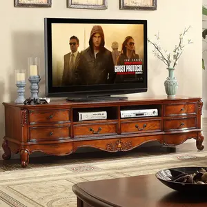 Многоразмерная Подставка для телевизора в гостиной, классический шкаф из массива дерева с выдвижными ящиками, приемлемая мебель для виллы, деревянный стол для телевизора