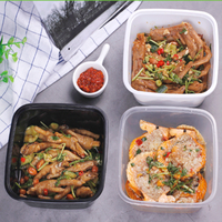 Boîte d'emballage carrée en plastique jetable de qualité alimentaire Boîte à lunch carrée réutilisable pour la préparation de repas Bento en plastique PP
