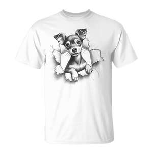 T-shirt mignon avec chien Pinscher miniature Min Pin qui fait la curieuse - Product Image 1