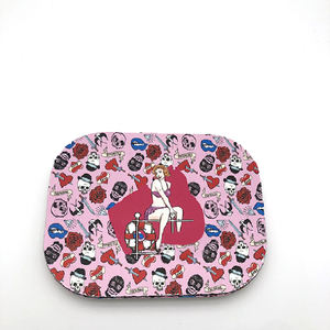 Plateau de service à roulettes en métal avec couvercle magnétique, pour fumer du tabac et de l'étain, personnalisé - Product Image 4